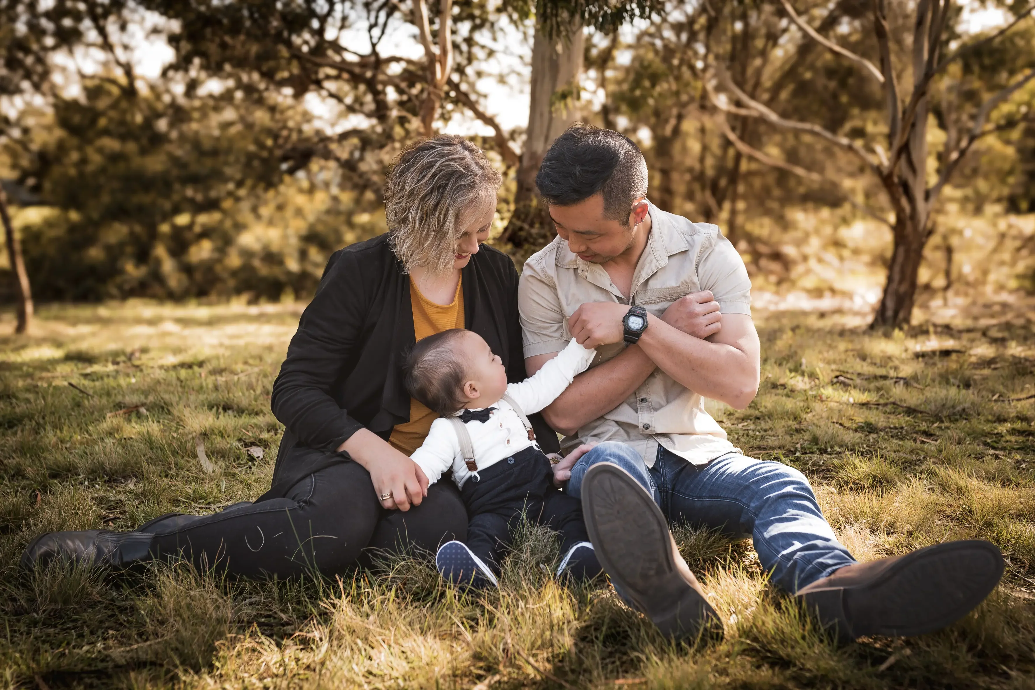 Outdoor Newborn Family Portrait